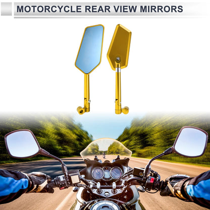 M8/M10 Rear View Mirrors for Motorcycle Gold Tone Aluminum Alloy