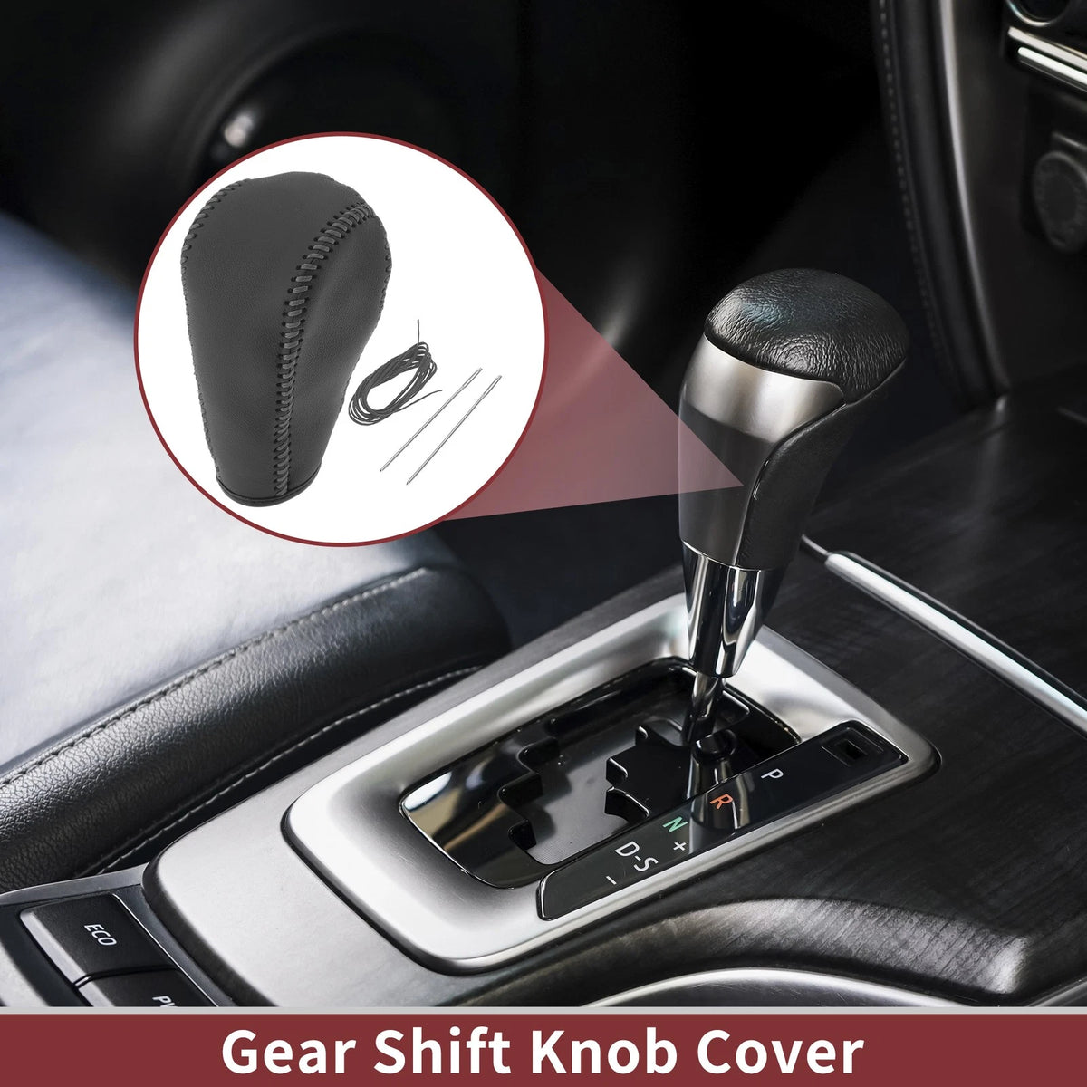 Car Gear Shift Knob Cover  for Ford Edge (2011-2014) Gray Faux Leather