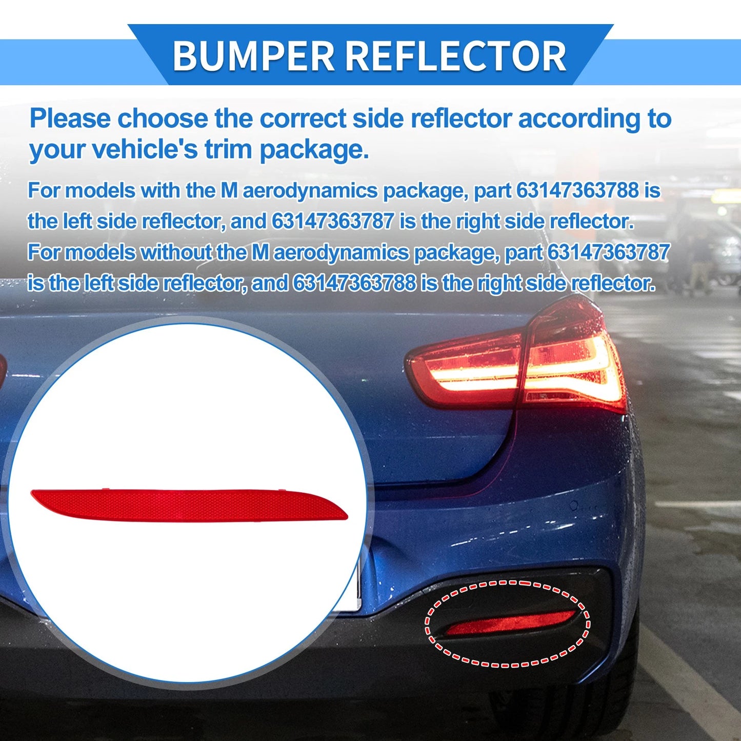 Rear Bumper Reflector for BMW F21 F20 1 Series (2015 - 2016)