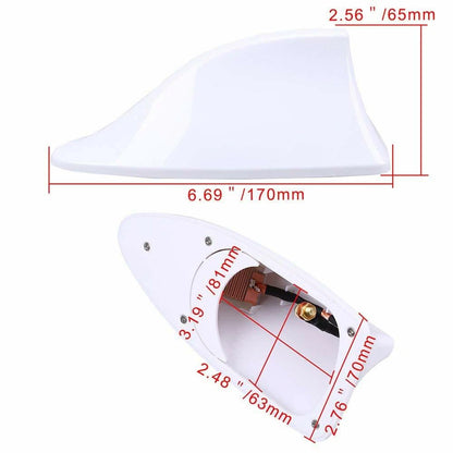 White Shark Fin Roof Antenna for Universal Car - FM/AM Radio Signal Decor