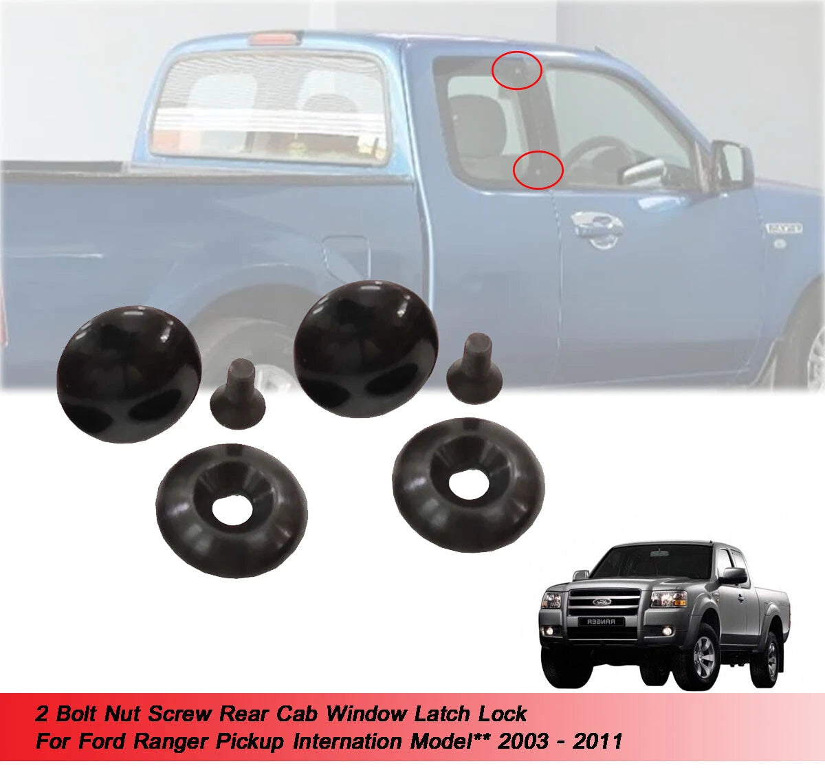 2 x Bolt Nut Screw Rear Cab Window for Ford Ranger (2003-2011)
