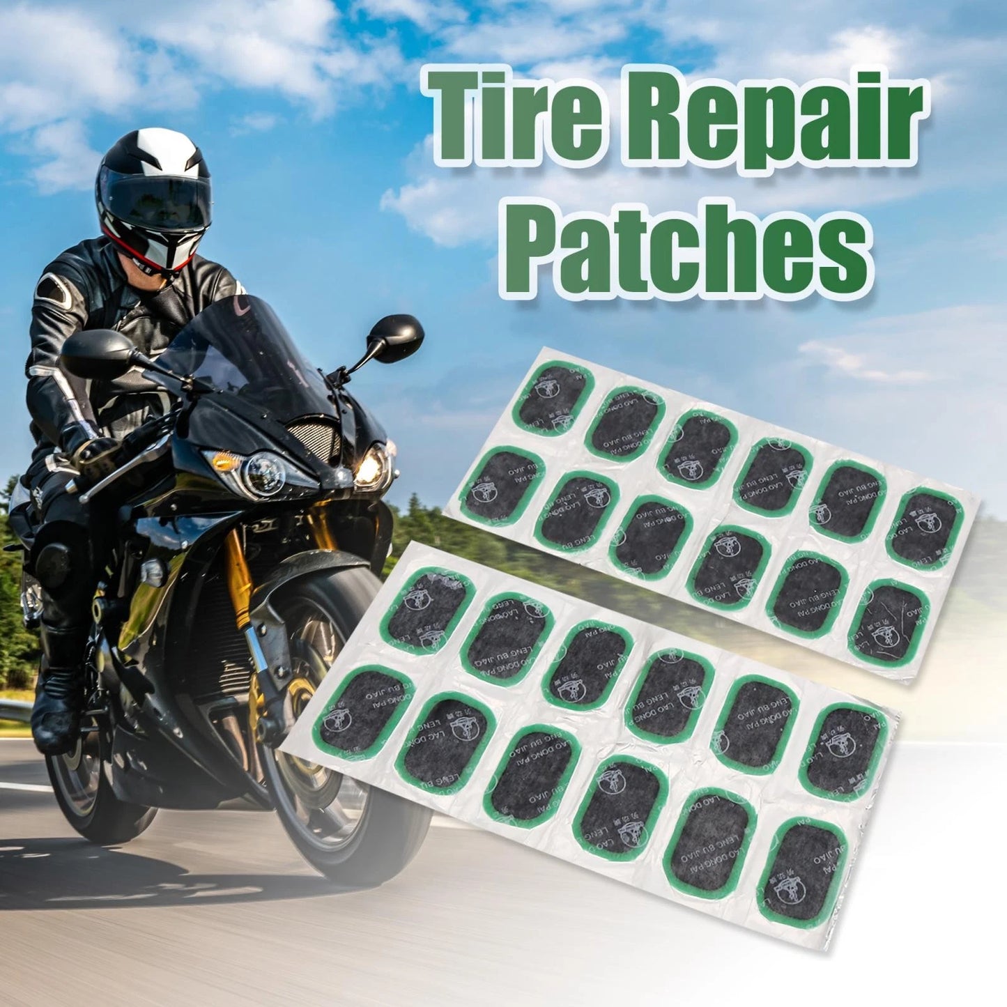 24x Inner Tire Patch 52x34mm for Motorcycle Tyre Puncture Patches
