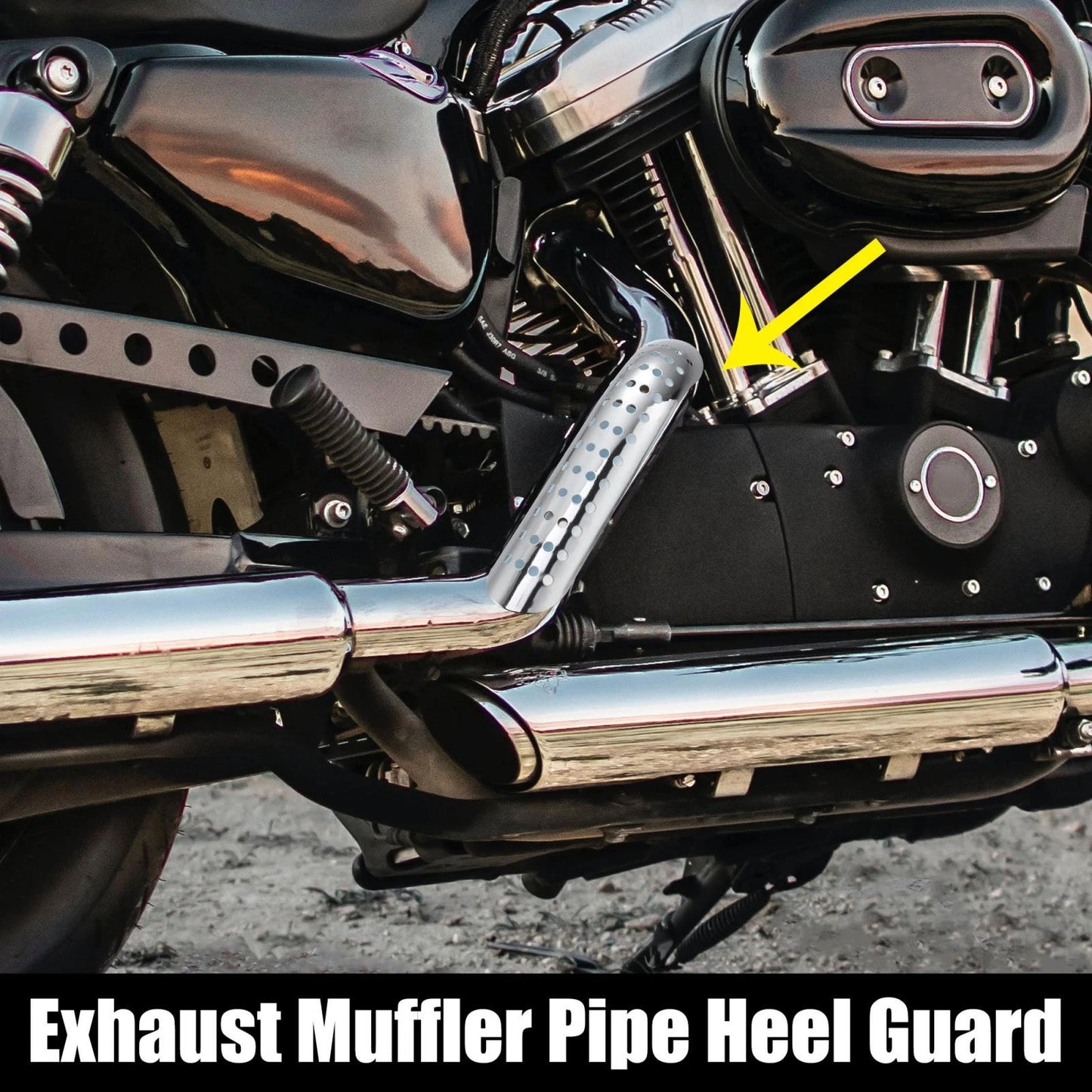 Exhaust Heat Pipe Shield Curved with Hole Silver Tone for Harley