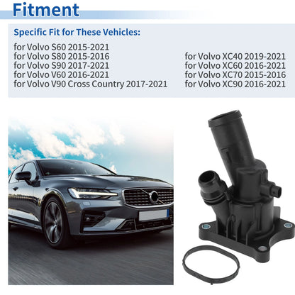 Engine Coolant Thermostat Housing for Volvo S60 S80 S90 XC60 XC70 XC90 (2001-2023)