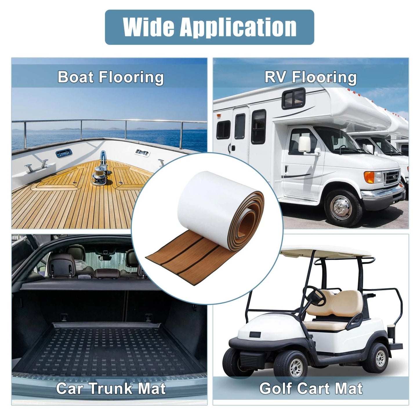 95x7 EVA Faux Teak Decking Sheet Carpet for Boat/Yacht/Marine Brown Black