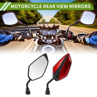 M10 1 Set Motorcycle Rear View Mirrors LeafShape RedIronPlastic for Make Model