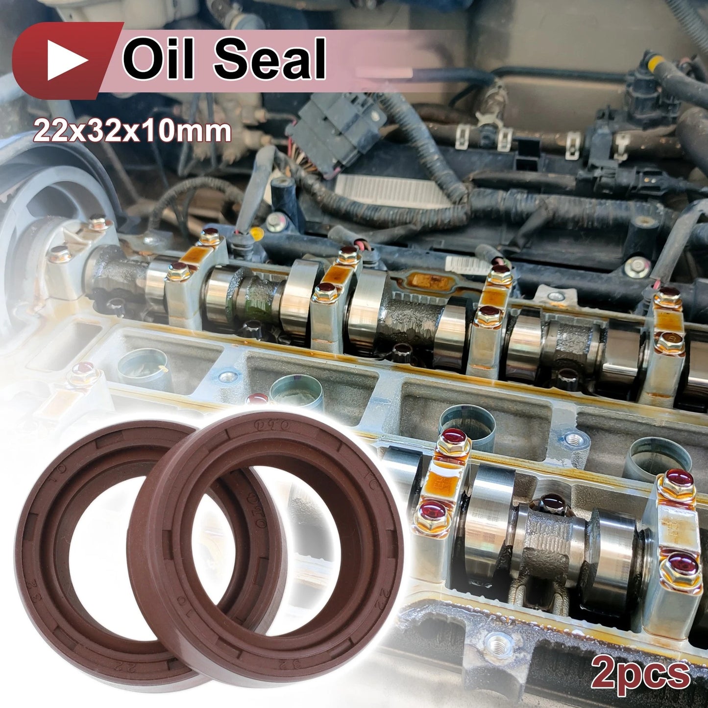 Oil Seal 2 x 22x32x10mm FKM Brown Seal Ring for Car