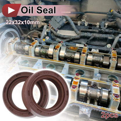 Oil Seal 2 x 22x32x10mm FKM Brown Seal Ring for Car