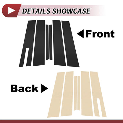 6 Pcs Door Pillar Window Trim for Ford Taurus (2010-2020) Black