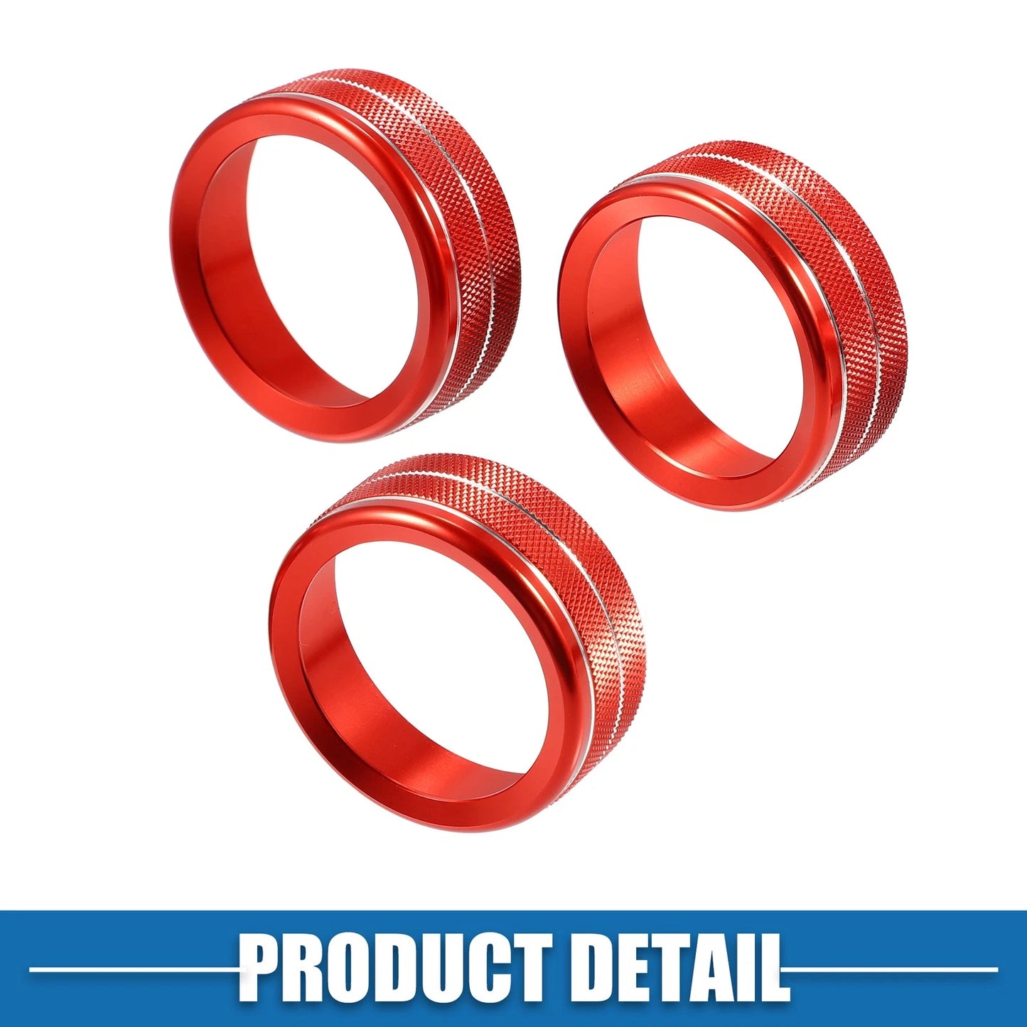 Car Air Conditioner Knobs for Jeep Wrangler JL JLU 2018-2022 Red 3 x Set