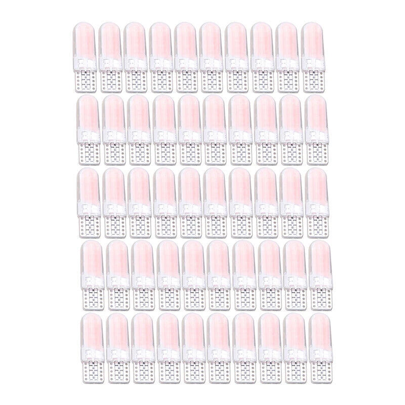 50 x T10 COB Pink LED License Plate Lights for Car 12V Bulbs (194, 168, W5W)