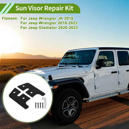 Sun Visor Repair Kit  Aluminum Alloy for Jeep Wrangler (2007-2018)