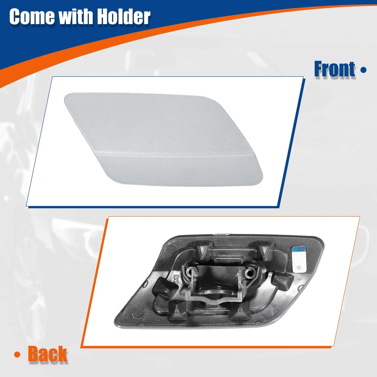 Front Bumper Washer Nozzle Cover for BMW E92 2011-2013 (2 x Silver Tone)
