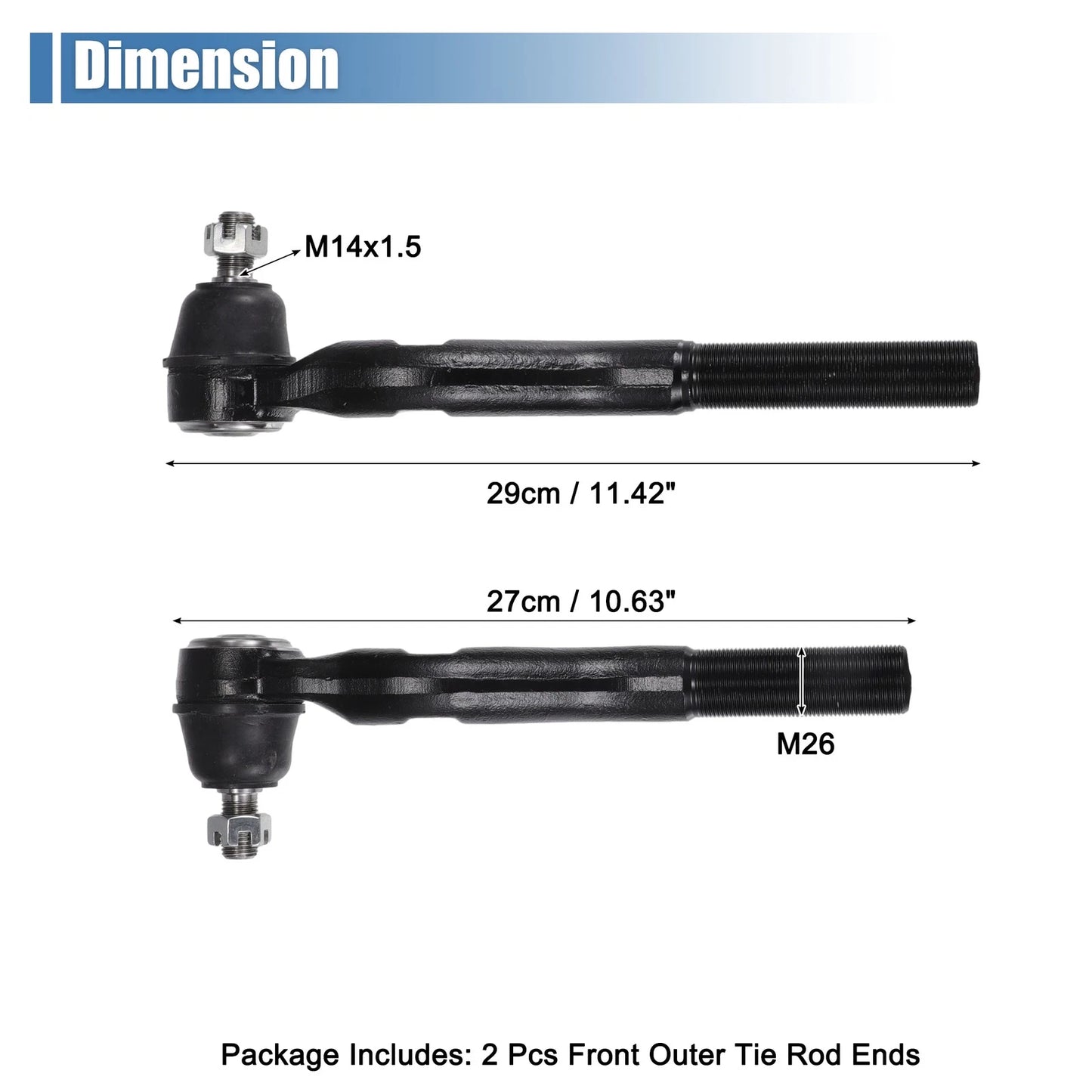 2 x Front Outer Tie Rod End Links Kit for Jeep Wrangler JK (2007-2018)