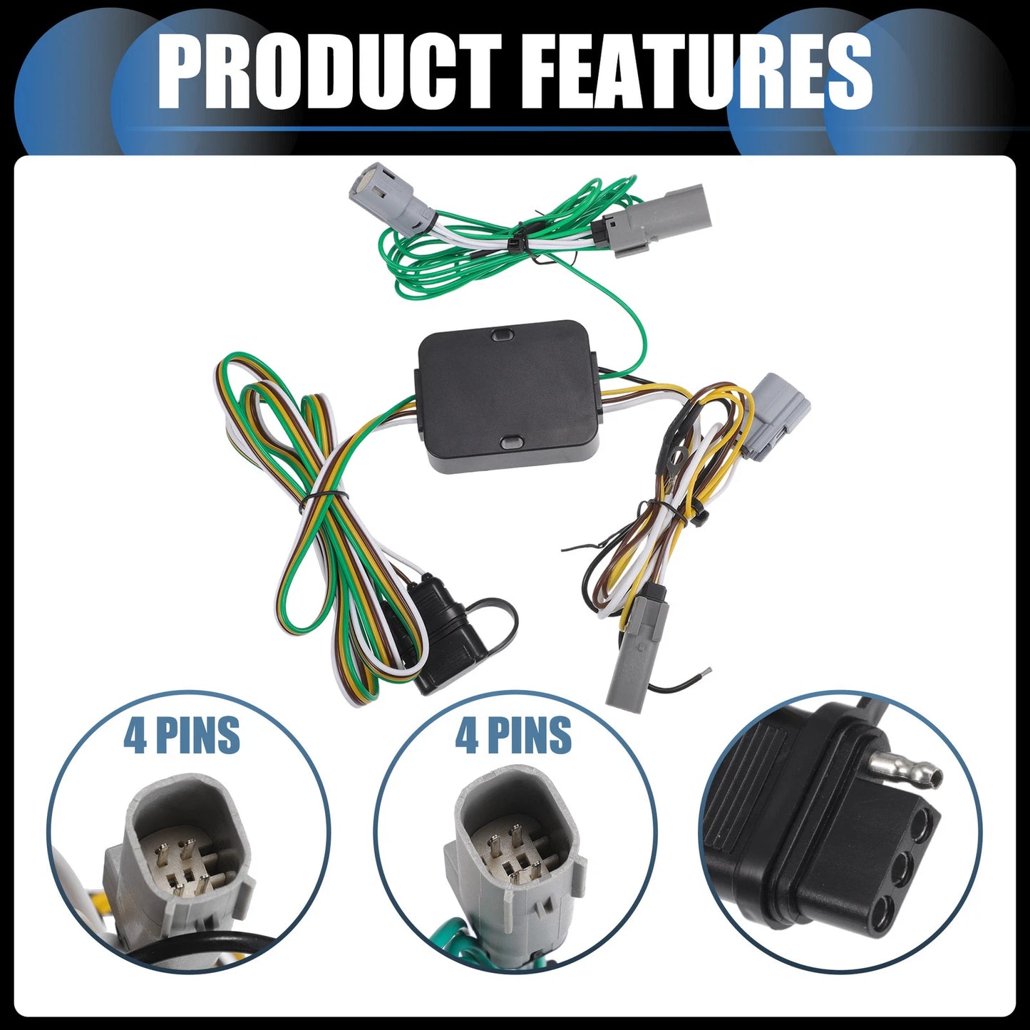 1 Set 4-Pin Trailer Wiring Harness Kit for Chrysler Pacifica (2017 - 2018)