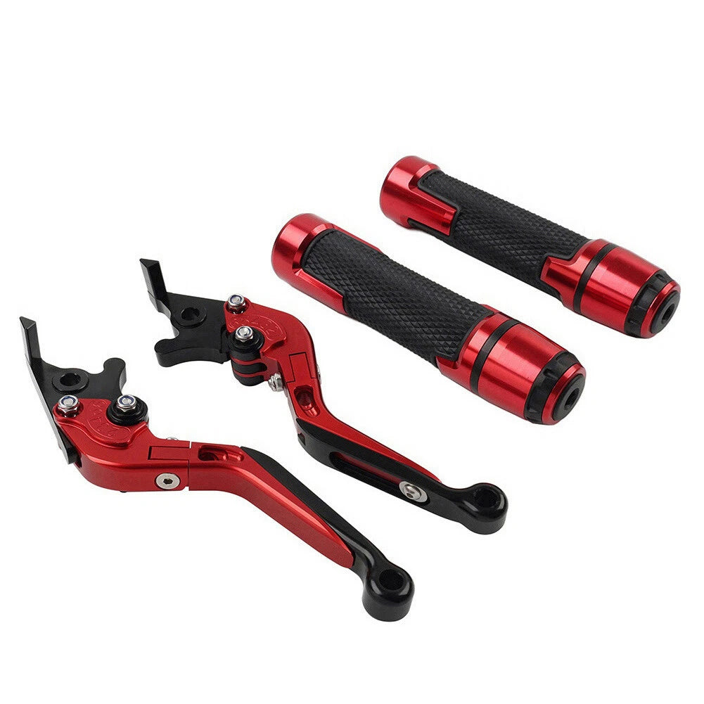 Red Extendable Brake Clutch Levers Grip Set for Kawasaki ZX10R (2011-2023)