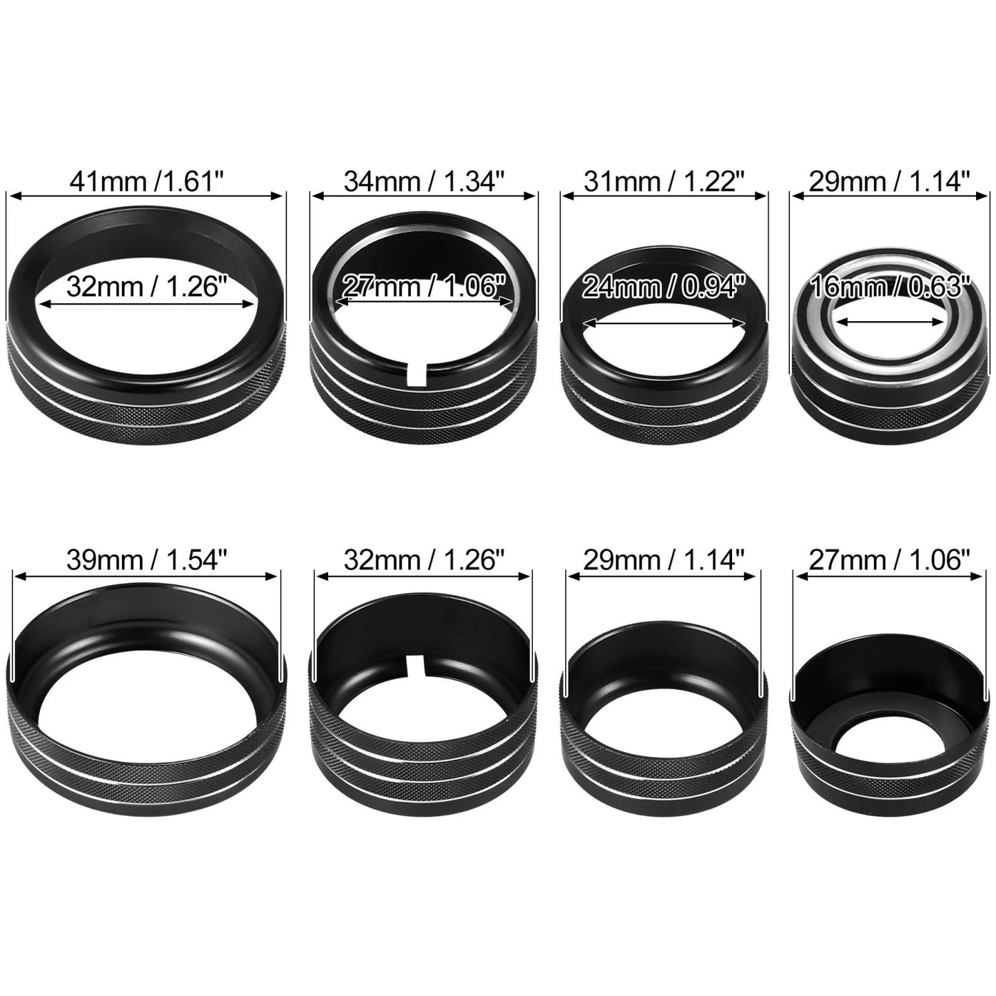 8 x AC Radio Knob Covers for Chevy Silverado & GMC Sierra (2014-2018)