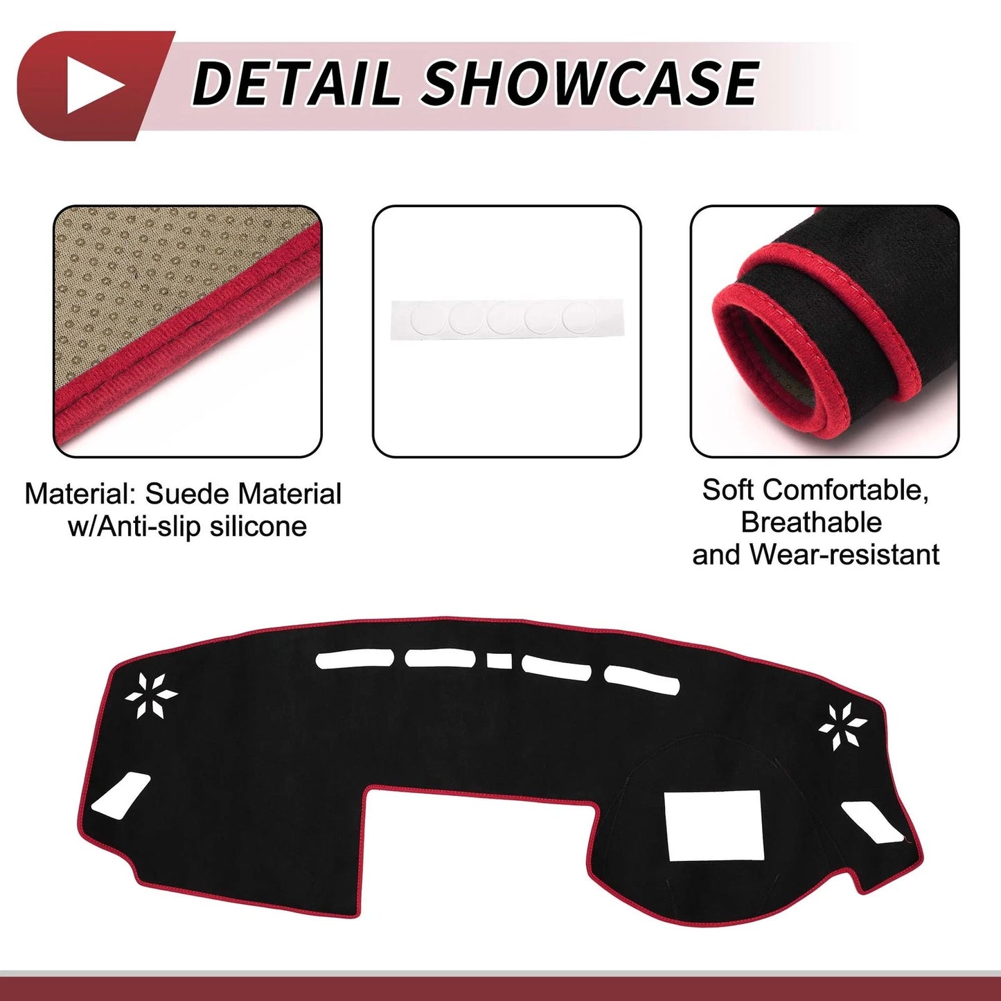 Dashboard Cover Mat for Mitsubishi Eclipse Cross 2018-2024 Black Red