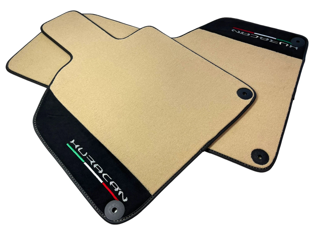 Beige Floor Mats for Lamborghini Huracan with Alcantara Leather (2014-2023)