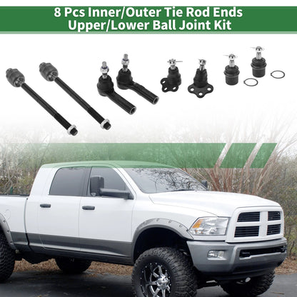 8 Pcs Tie Rod Ends & Ball Joints for Dodge Dakota (2005-2011)