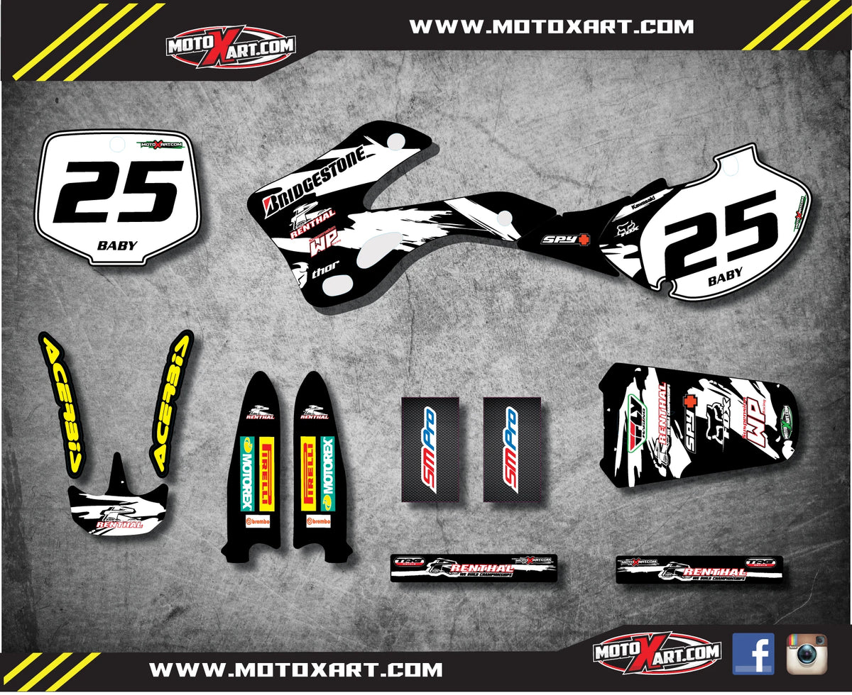 KX 125/250 Full Graphics Kit 1999-2002 - Safari Style Custom Stickers Decals