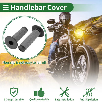 Hand Grips Cover Kit Rubber Black Texture / 7/8" 22mm for Motorcycle
