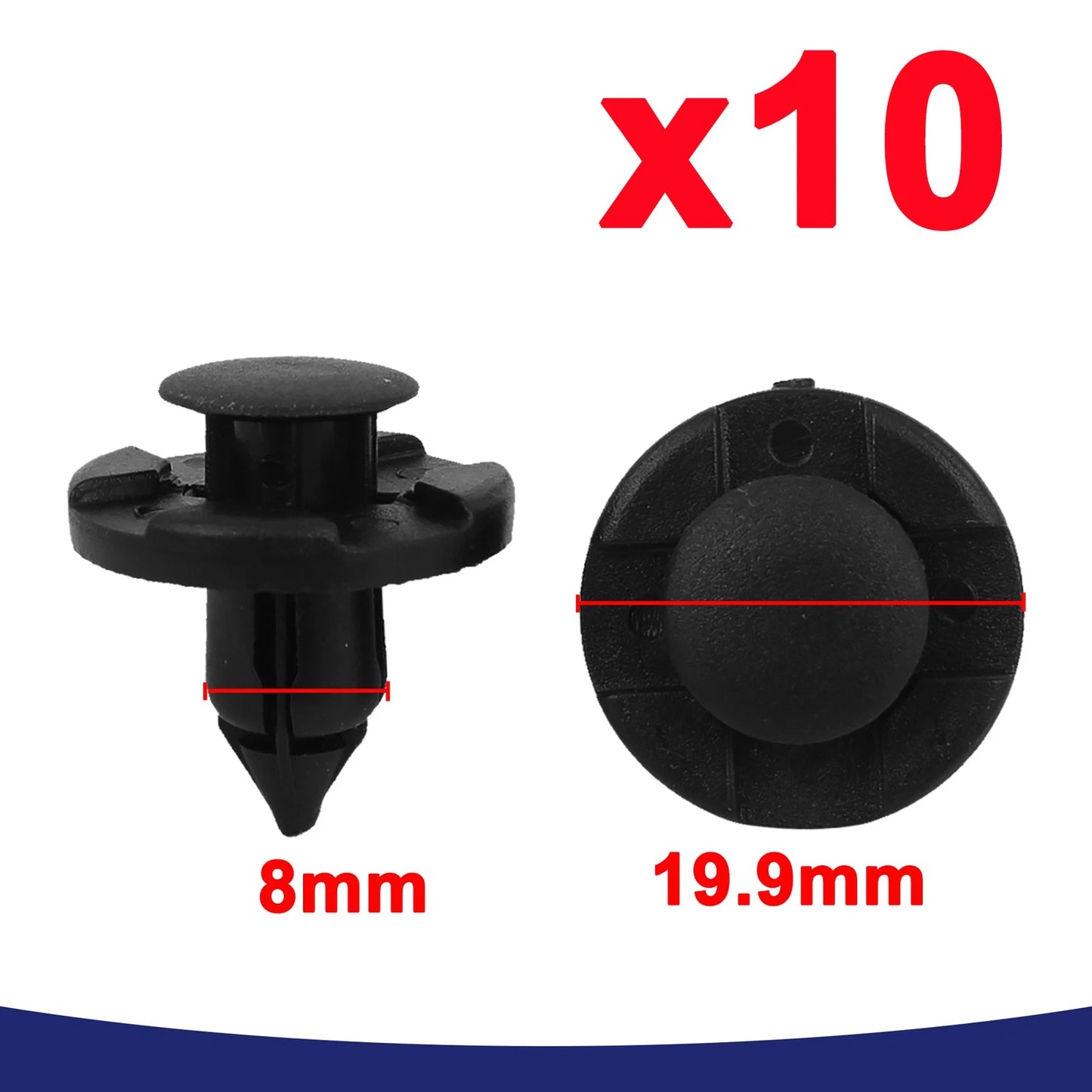 8mm Plastic Trim Clip Fasteners for Nissan Bumpers Grills Side Skirts