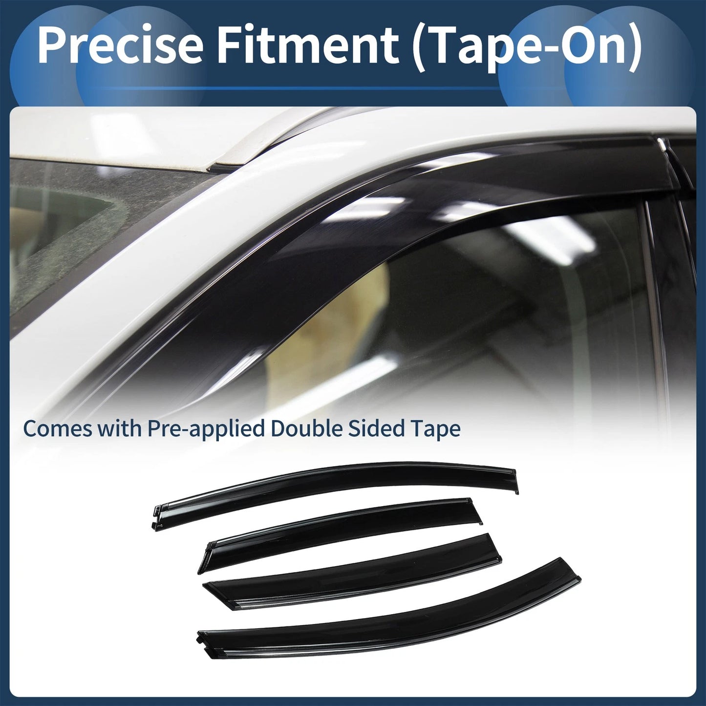 Window Deflectors for Ford Focus Side Window Vent Visors Black 2012-2018