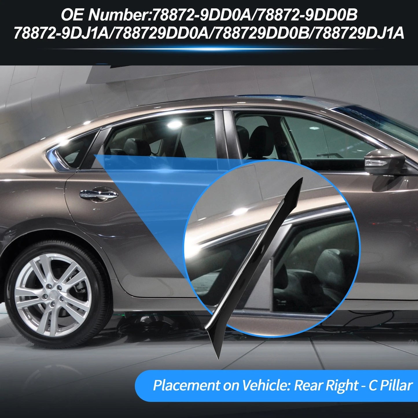 Rear Right C Pillar Window Cover Trim for Nissan Maxima (2016-2018)