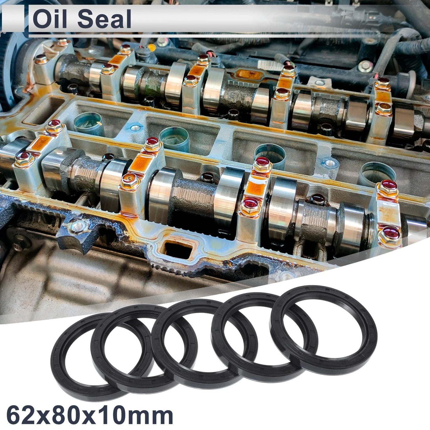 Oil Seal / 62x80x10mm 5 Pcs / Seal Ring Rotary Shaft Seal NBR Rubber for Car