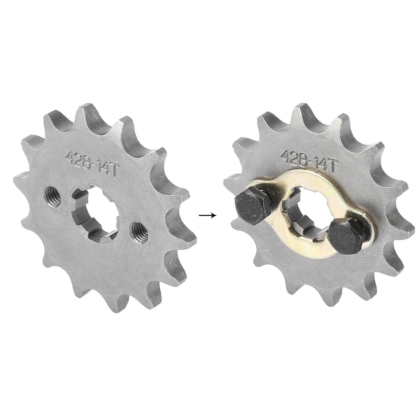 428 Chain 14T 17mm Titanium Tone Front Engine Sprocket for Dirt Bike