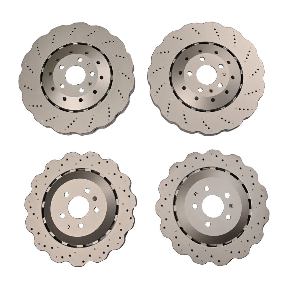 4 x Front & Rear Vented Drilled Dimpled Disc Brake Rotors for RS7 (2014–2016)