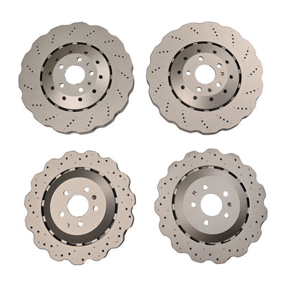 4 x Front & Rear Vented Drilled Dimpled Disc Brake Rotors for RS7 (2014–2016)