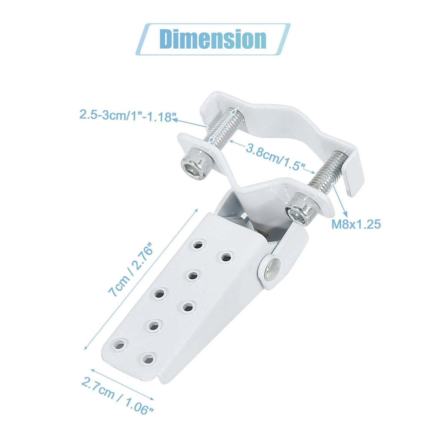 1 Pair 8mm Stainless Steel Rearset Fold Footrest Footpeg for Motorcycle White