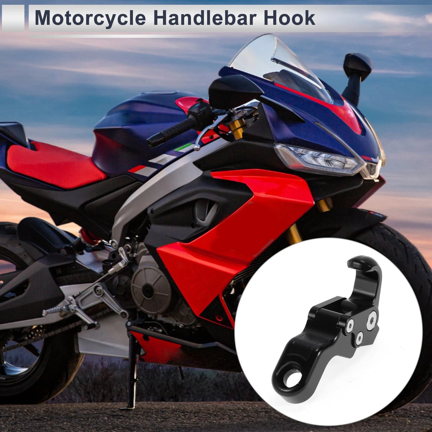 Slope Handle with Hook Aluminum Alloy Hanging Hook for Motorcycle with Screw Black