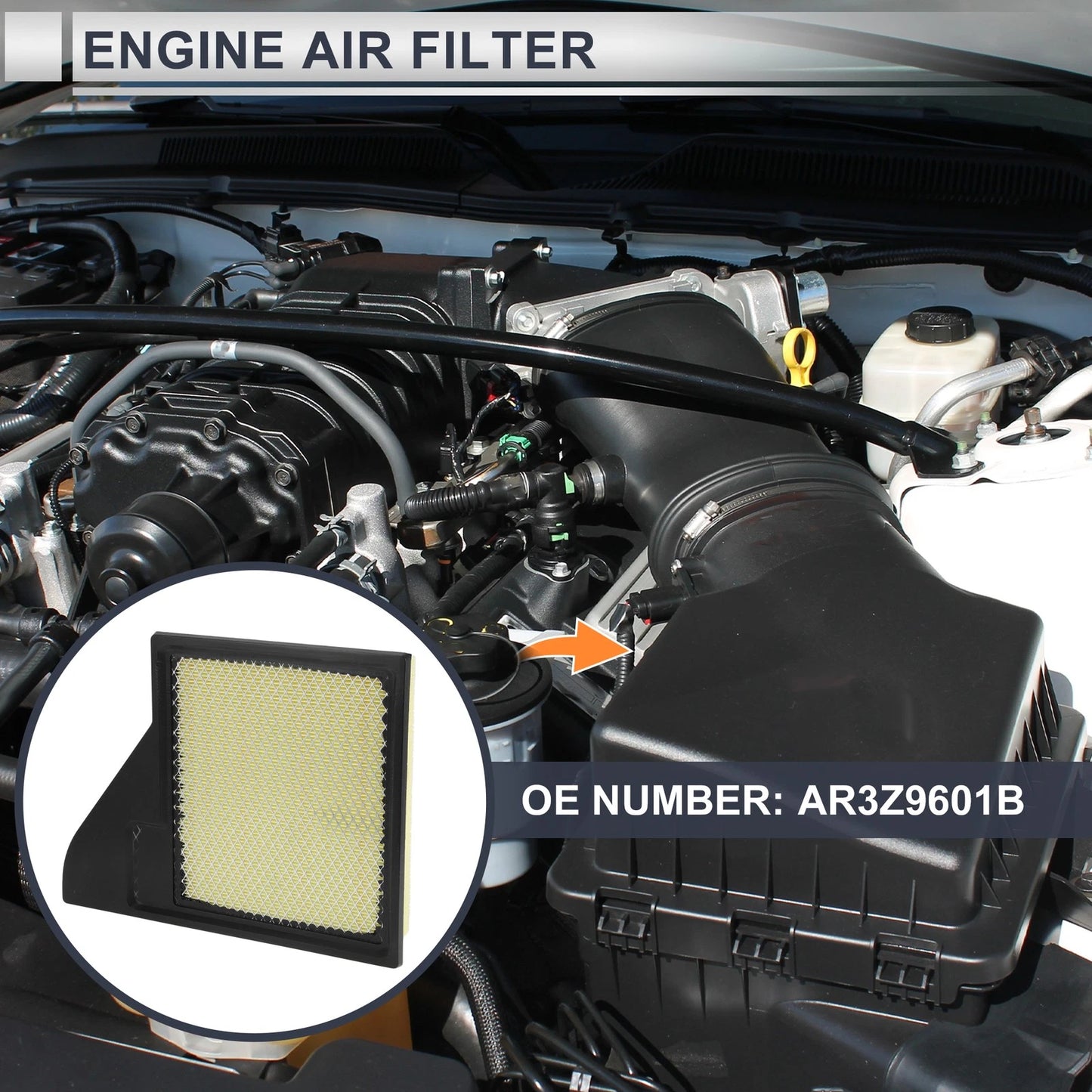 Engine Air Filter No.AR3Z9601B for Ford Mustang Base, Boss 302 (2011-2014)