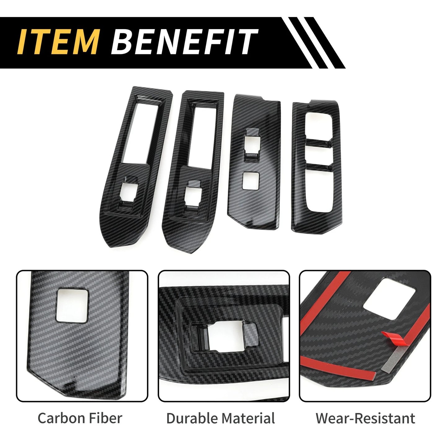 Carbon Fiber Front Door Window Switch Trim for Toyota Tacoma (2024)
