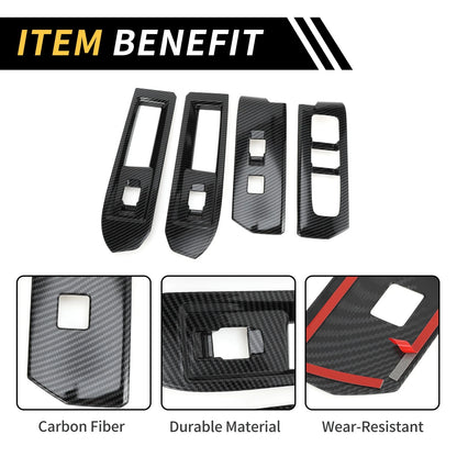Carbon Fiber Front Door Window Switch Trim for Toyota Tacoma (2024)