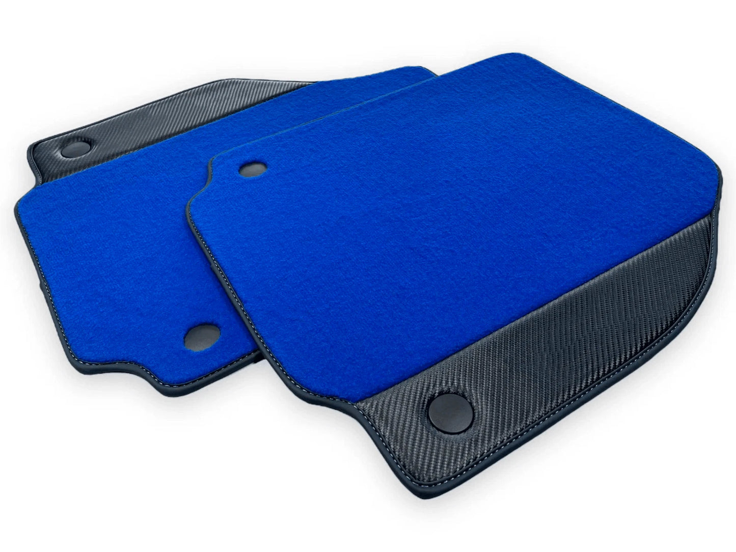 Blue Floor Mats for Ferrari 488 Pista Spider with Carbon Fiber (2019-2023)