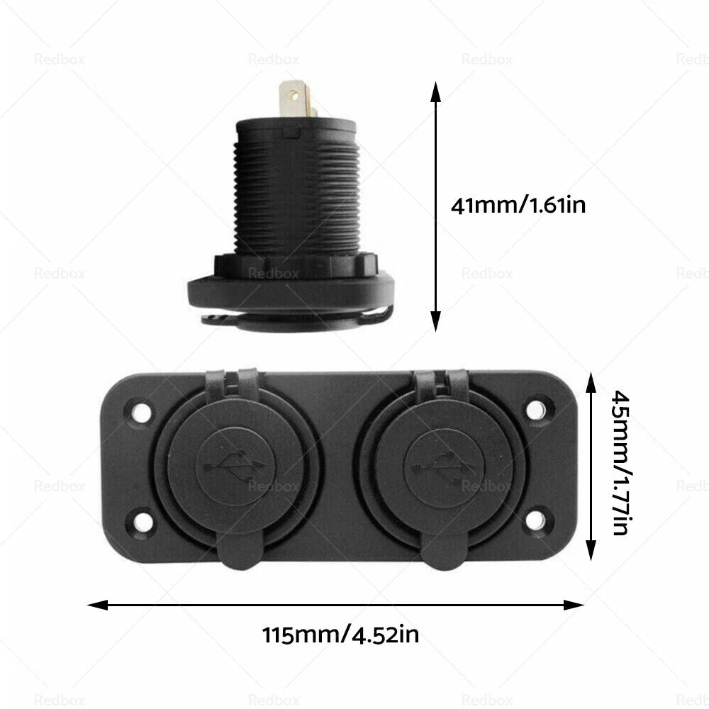 Dual USB Port Charger Socket for Car Boat Cigarette Lighter Adapter