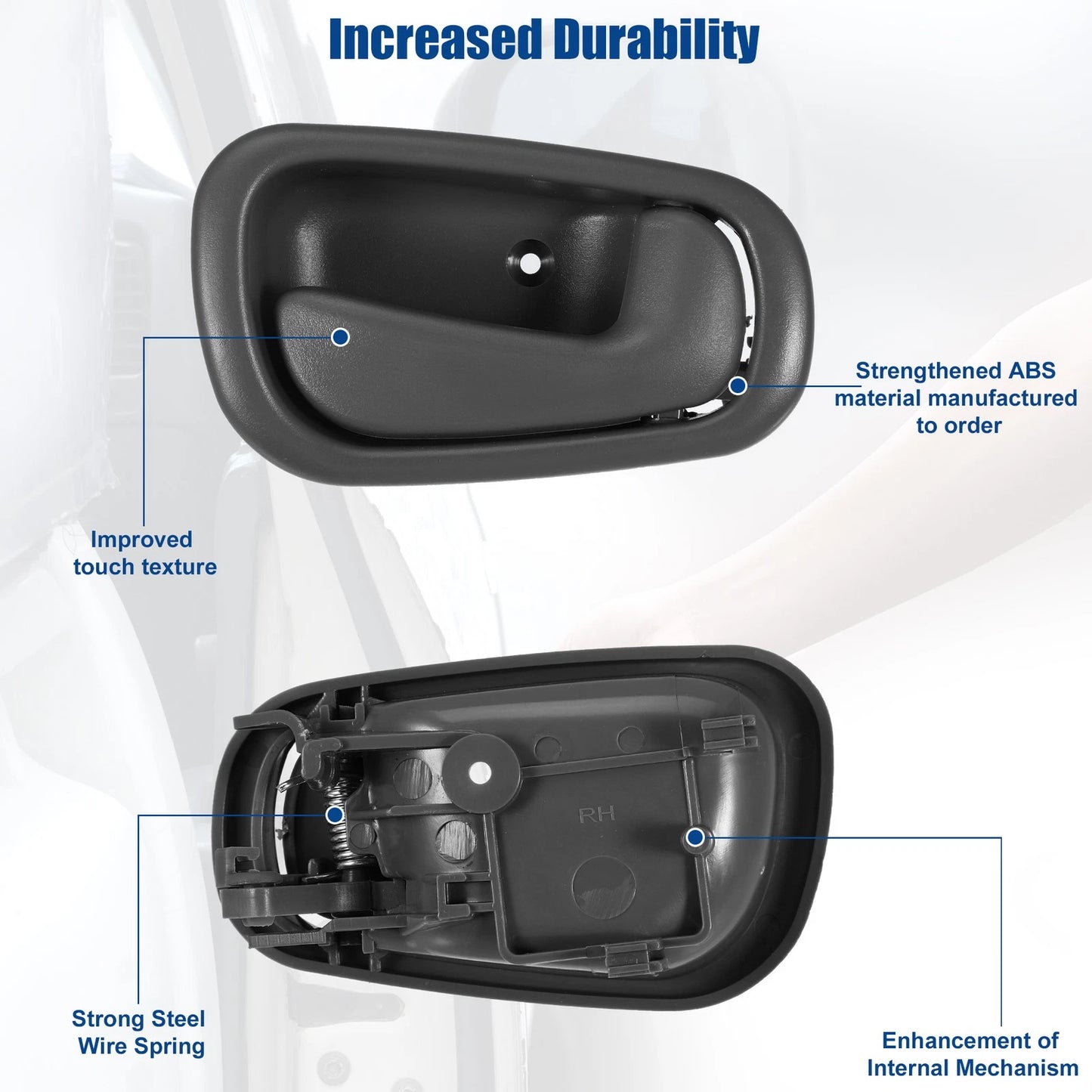 2 x Front Rear Interior Door Handles for Toyota  Gray