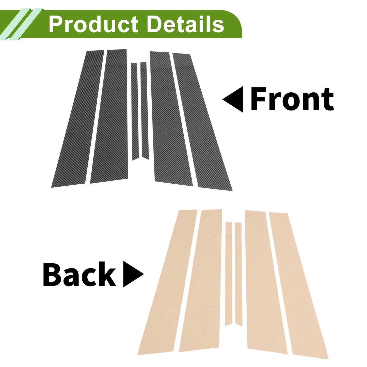 6pcs Door Pillar Window Trim for Chrysler 300C (2011-2021) Carbon Fiber