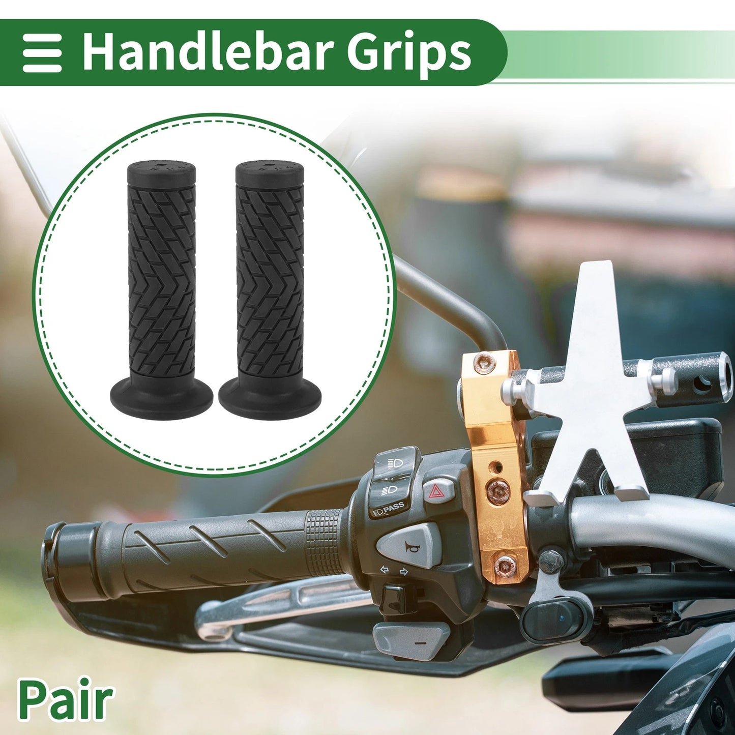 Hand Grips Cover 25mm Handlebar Cover TPU Black for Motorcycle