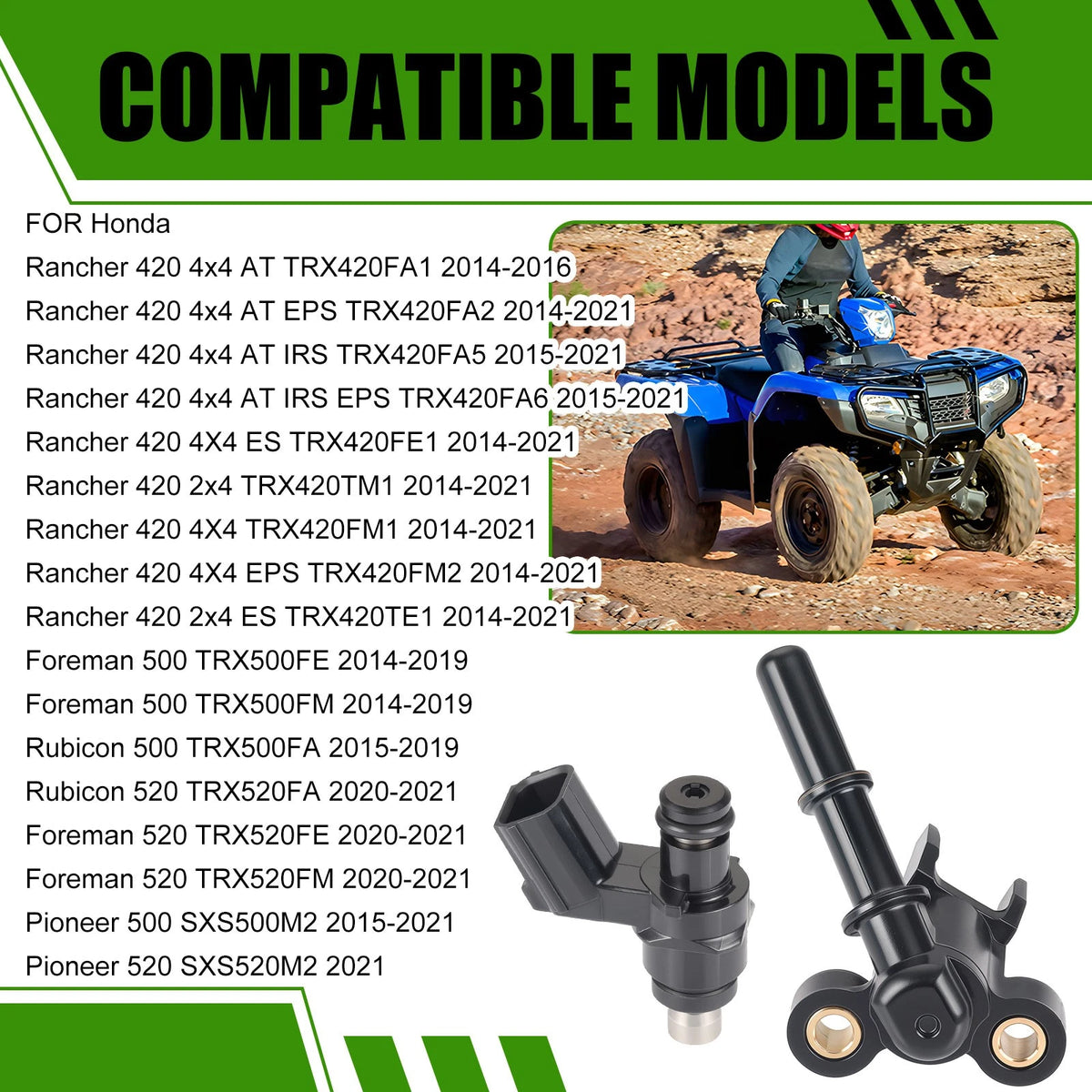 Fuel Injector & Joint Cap for Honda Rancher TRX 420 FA2/FE1/FM1/FM2 2014-21