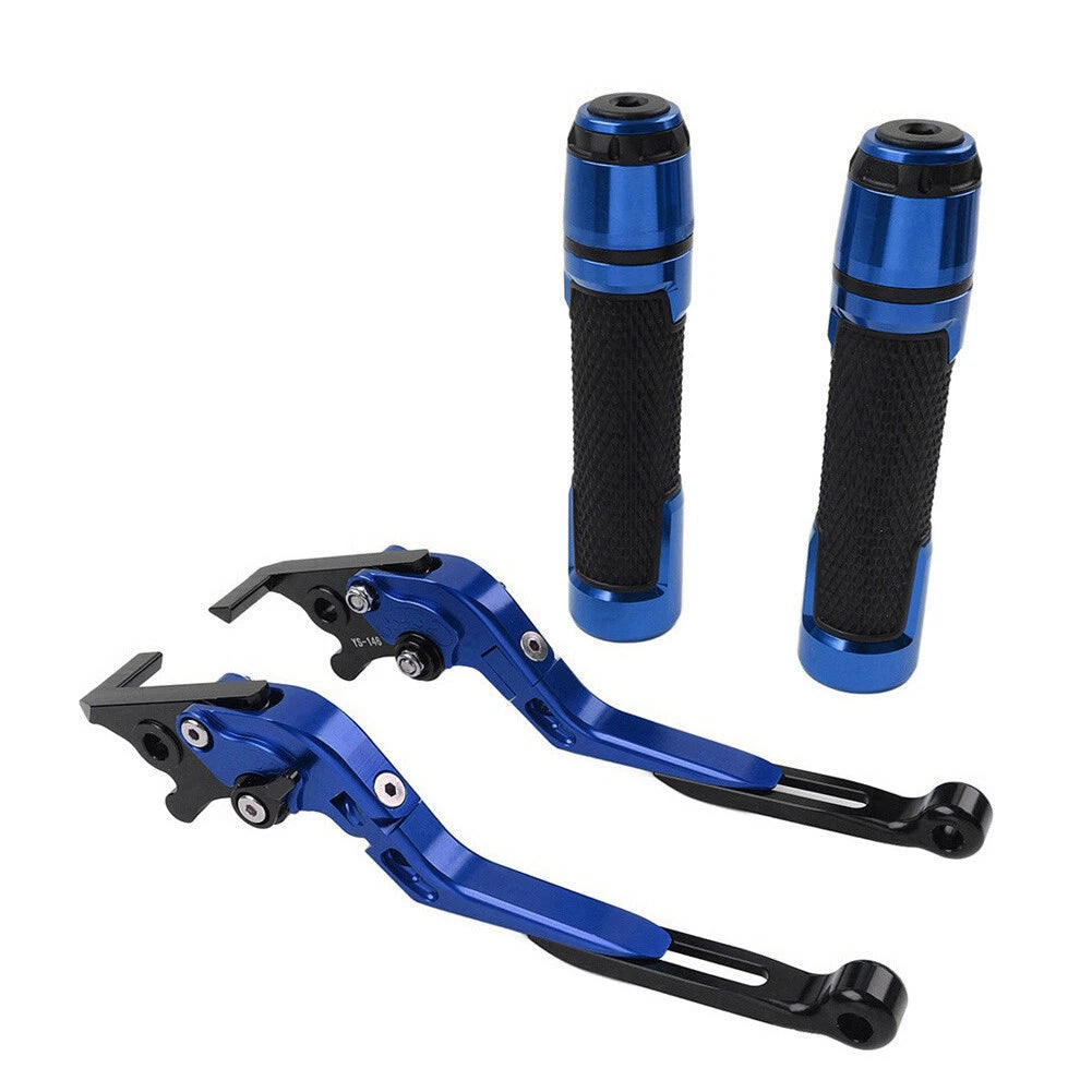 Blue Extendable Brake Clutch Levers Grip Set for Kawasaki Z650 Z900 (2017-2023)