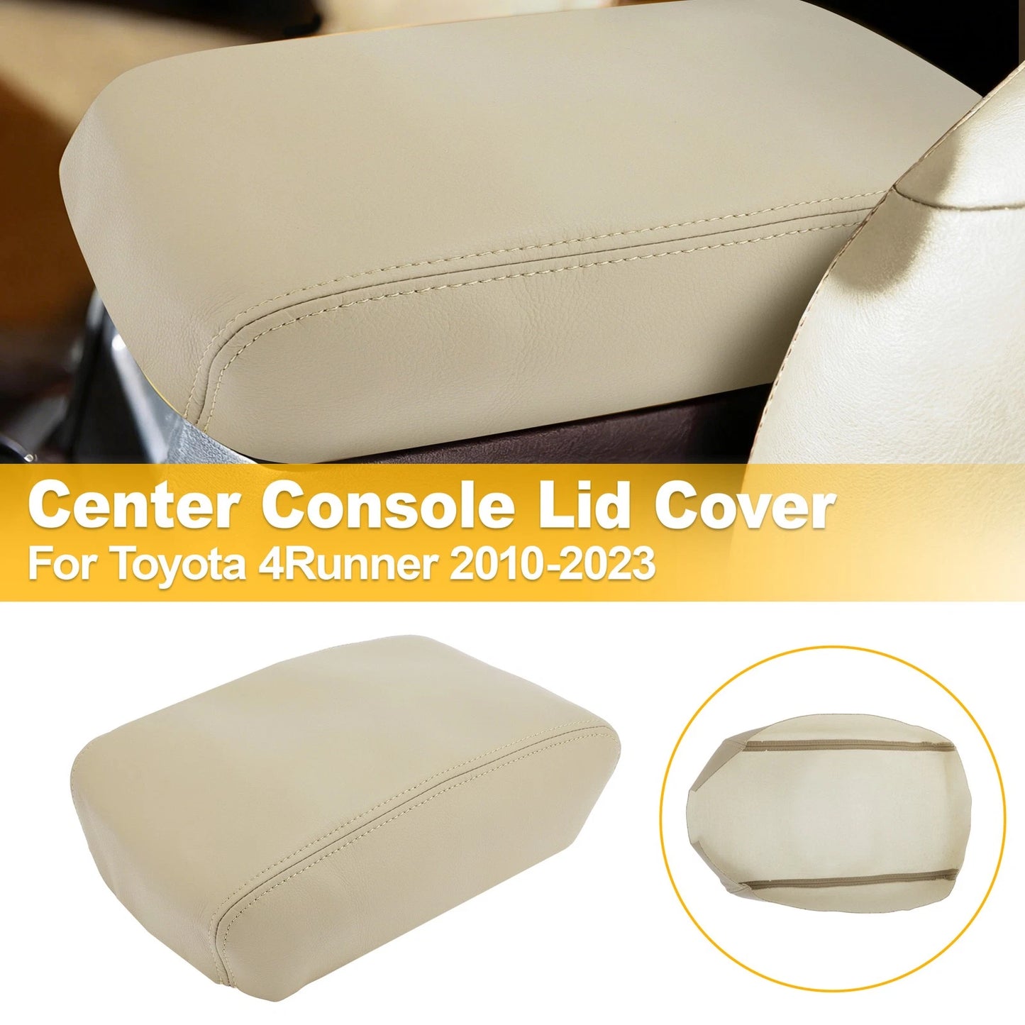 Middle Console Lid Armrest Leather Cover for Toyota 4Runner (2010–2023)