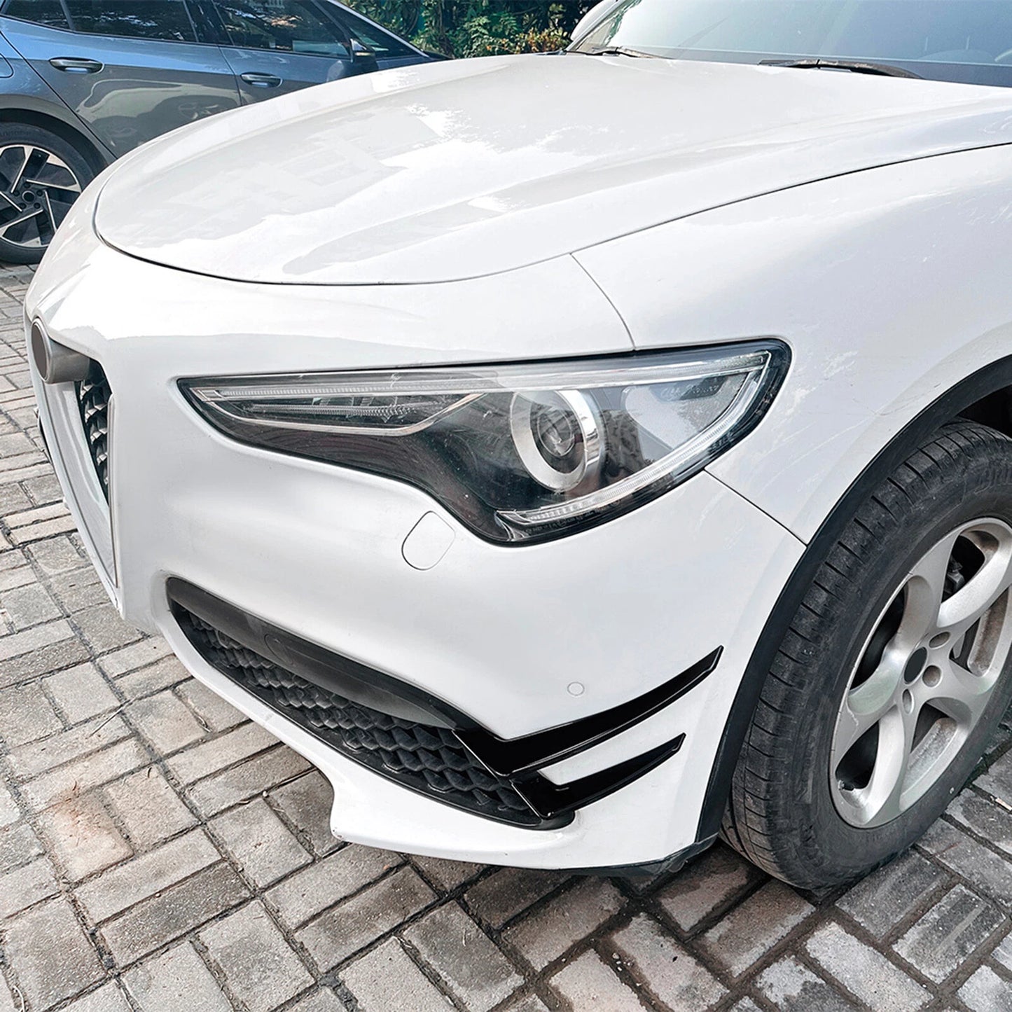 Gloss Black Front Bumper Side Air Vent Trims for Alfa Romeo Stelvio (17-25)