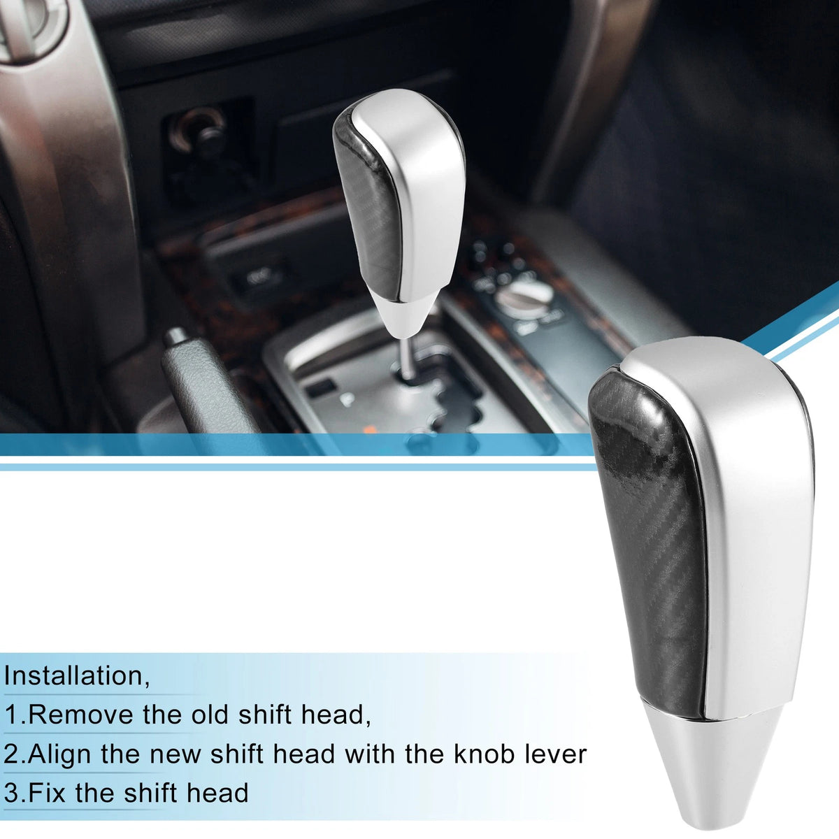 Gear Shift Knob for Toyota Land Cruiser 2016-2021 - Black Silver Tone