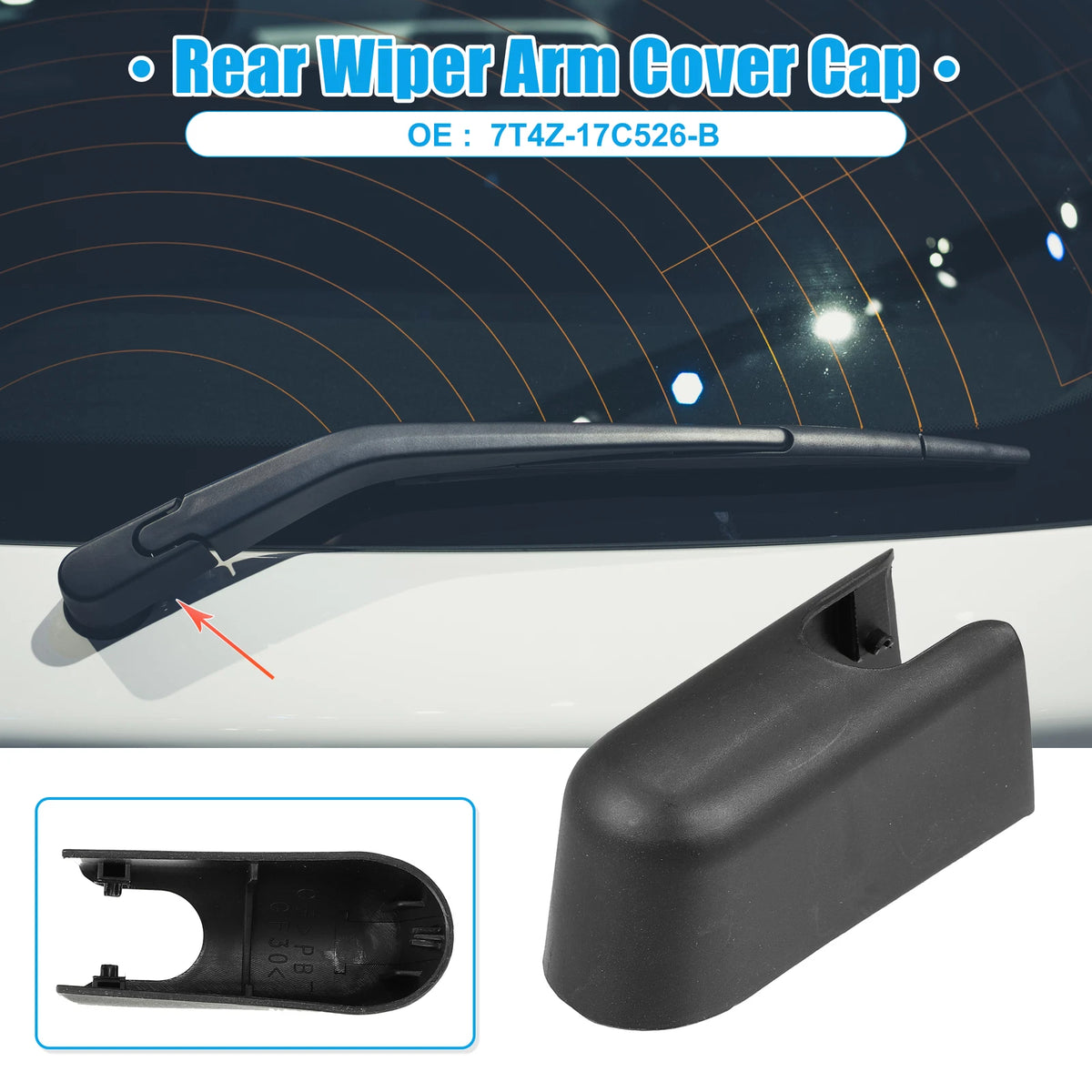 Car Rear Windshield Wiper Arm Nut Cover for Ford Edge (2015-2023) - Black