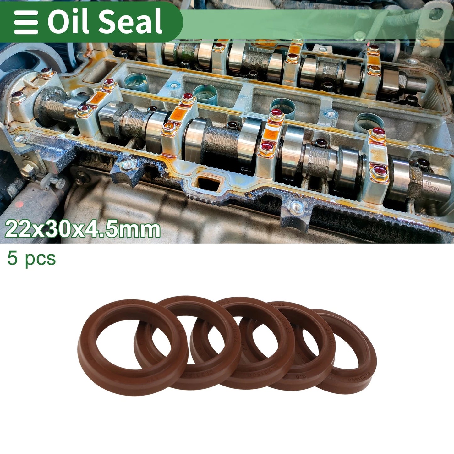 Oil Seal 22x30x4.5mm 5 Pcs Seal Ring Rotary Shaft Seal FKM Rubber